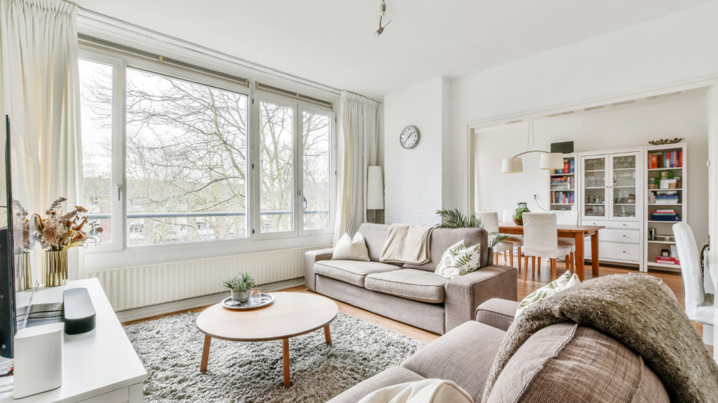 Bright and open living room decluttered and picture perfect