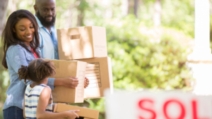 Young family moving into new home they purchased