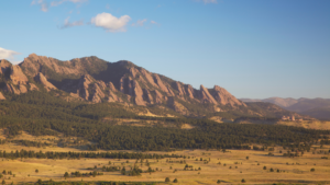 The Boulder Flatirons in early Fall