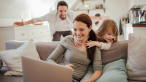 Happy family enjoying time at home