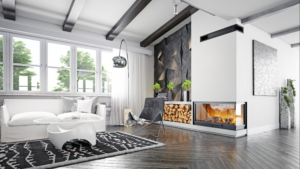 Modern luxury home interior in black and white